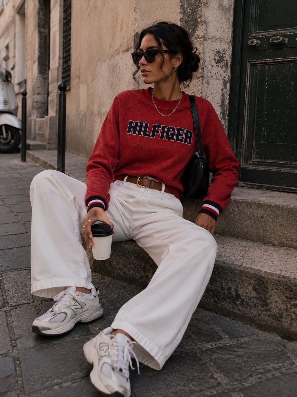 NWT Tommy Hilfiger Europe red embroidered logo graphic sweatshirt, Small
